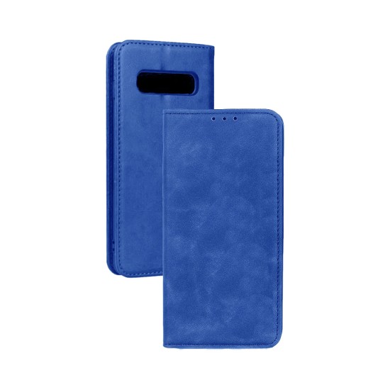 Leather Flip Cover with Internal Pocket For Samsung Galaxy S10 Blue